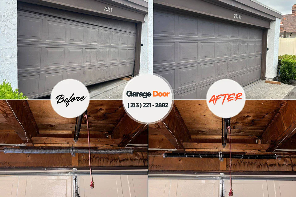 Before and after: garage door repair Bennet, NE